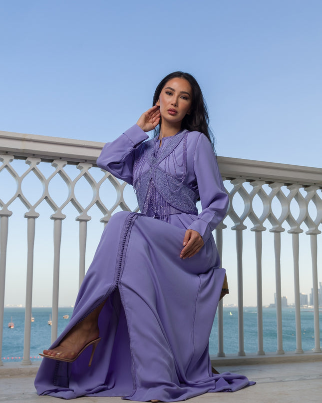 Embroidery Pure Purple Dress