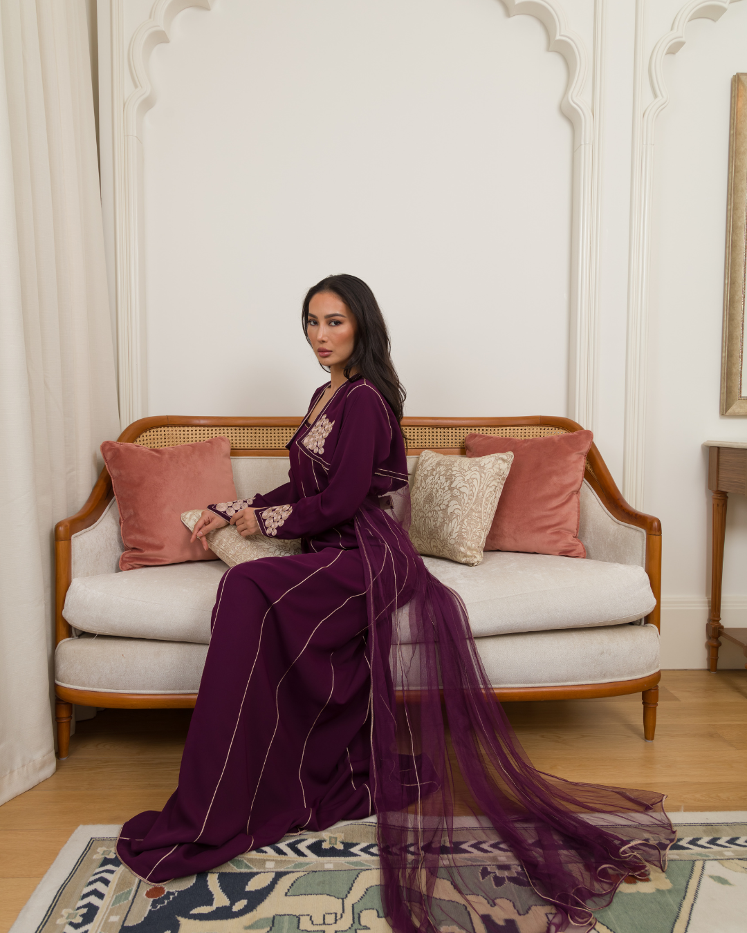 Embroidery Pure Burgundy Dress