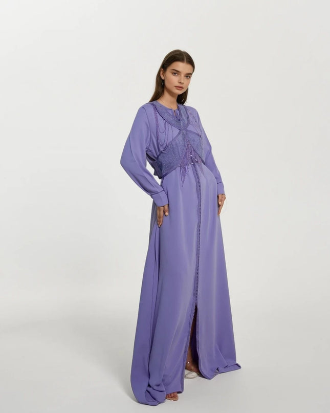 Embroidery Pure Purple Dress