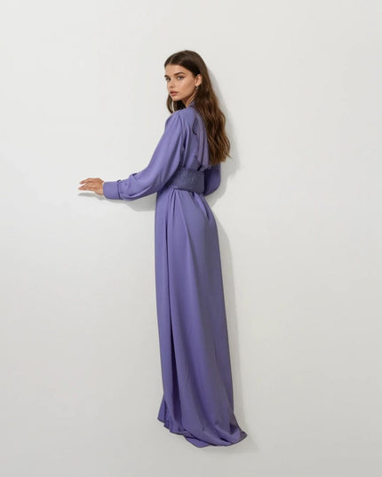 Embroidery Pure Purple Dress