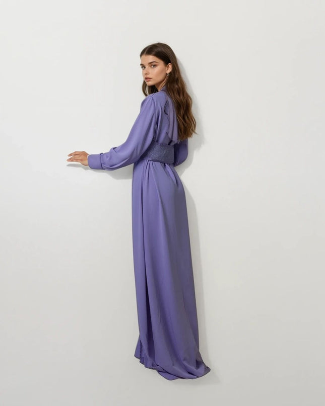 Embroidery Pure Purple Dress