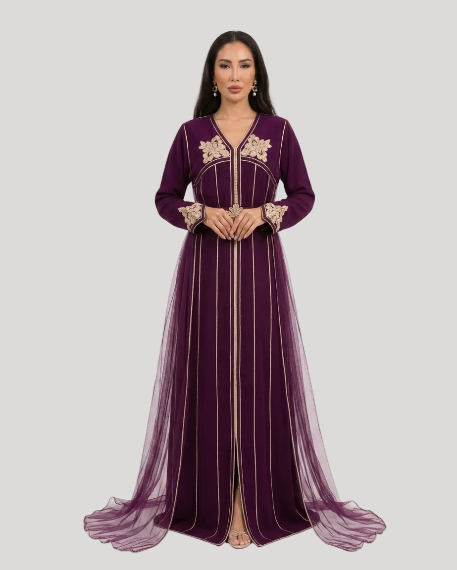 Embroidery Pure Burgundy Dress
