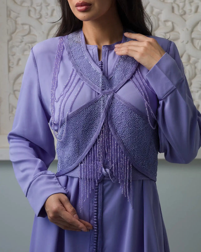 Embroidery Pure Purple Dress