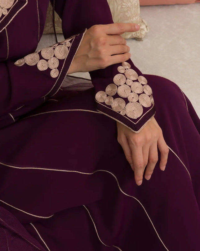 Embroidery Pure Burgundy Dress