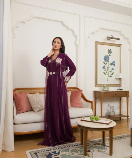 Embroidery Pure Burgundy Dress
